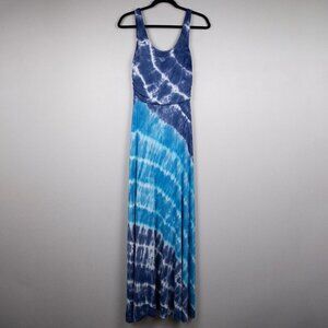 Green Dragon blue tie dye sleeveless maxi dress-S
